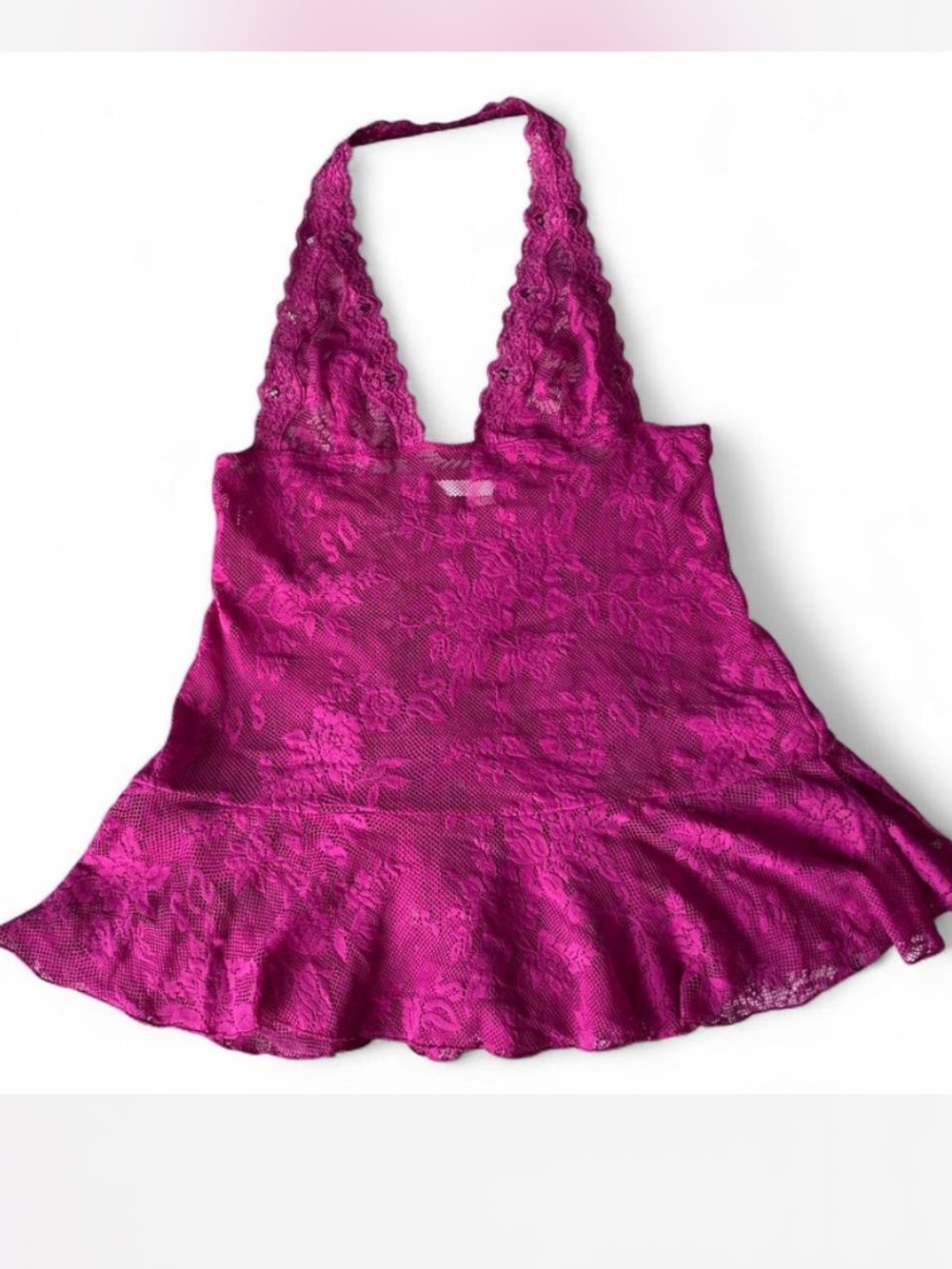Victoria’s Secret Fuchsia Lace Halter Slip Dress